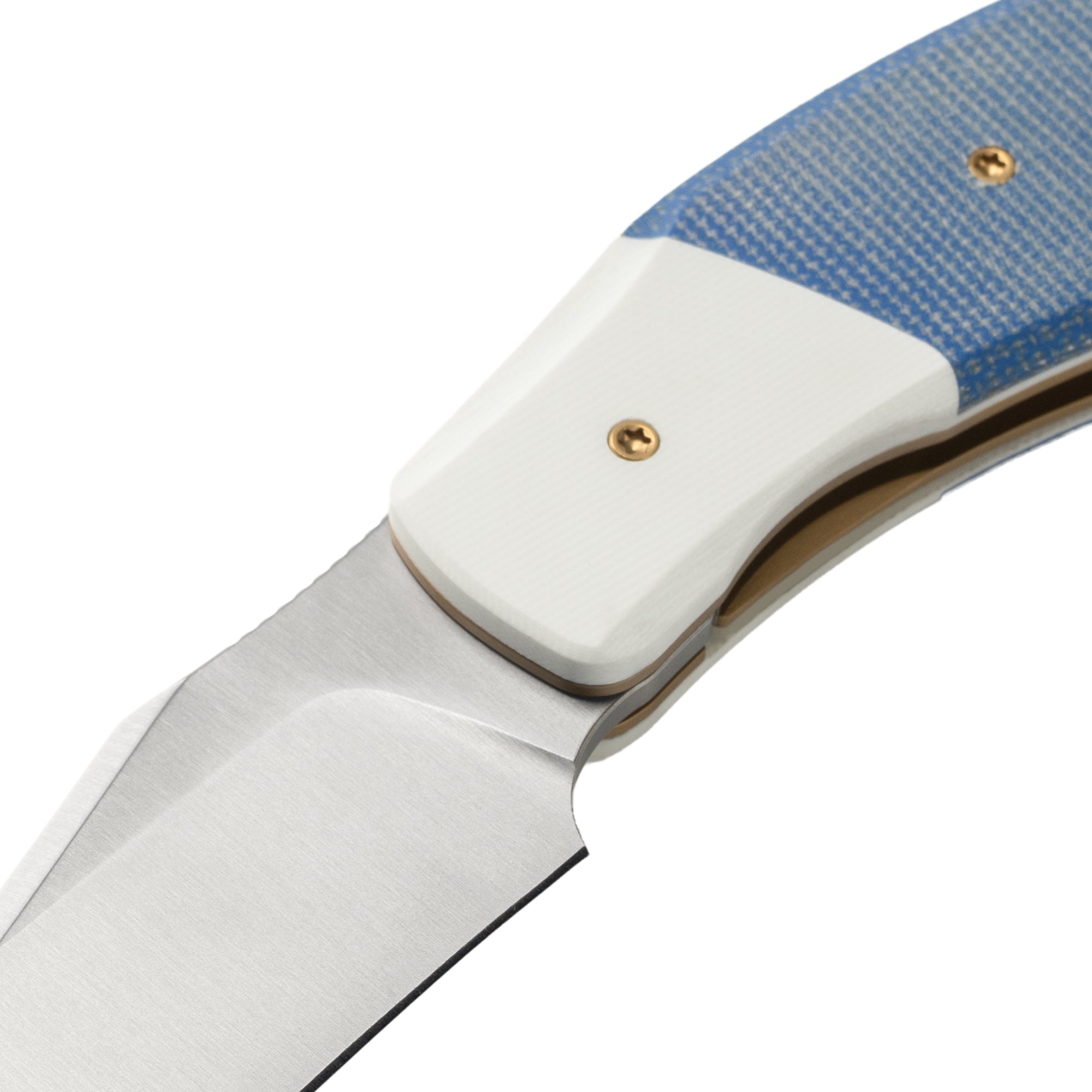 OldFashioned -14C28N Liner Lock Pocket Knife MUC777WB -Blue Micarta + White G10