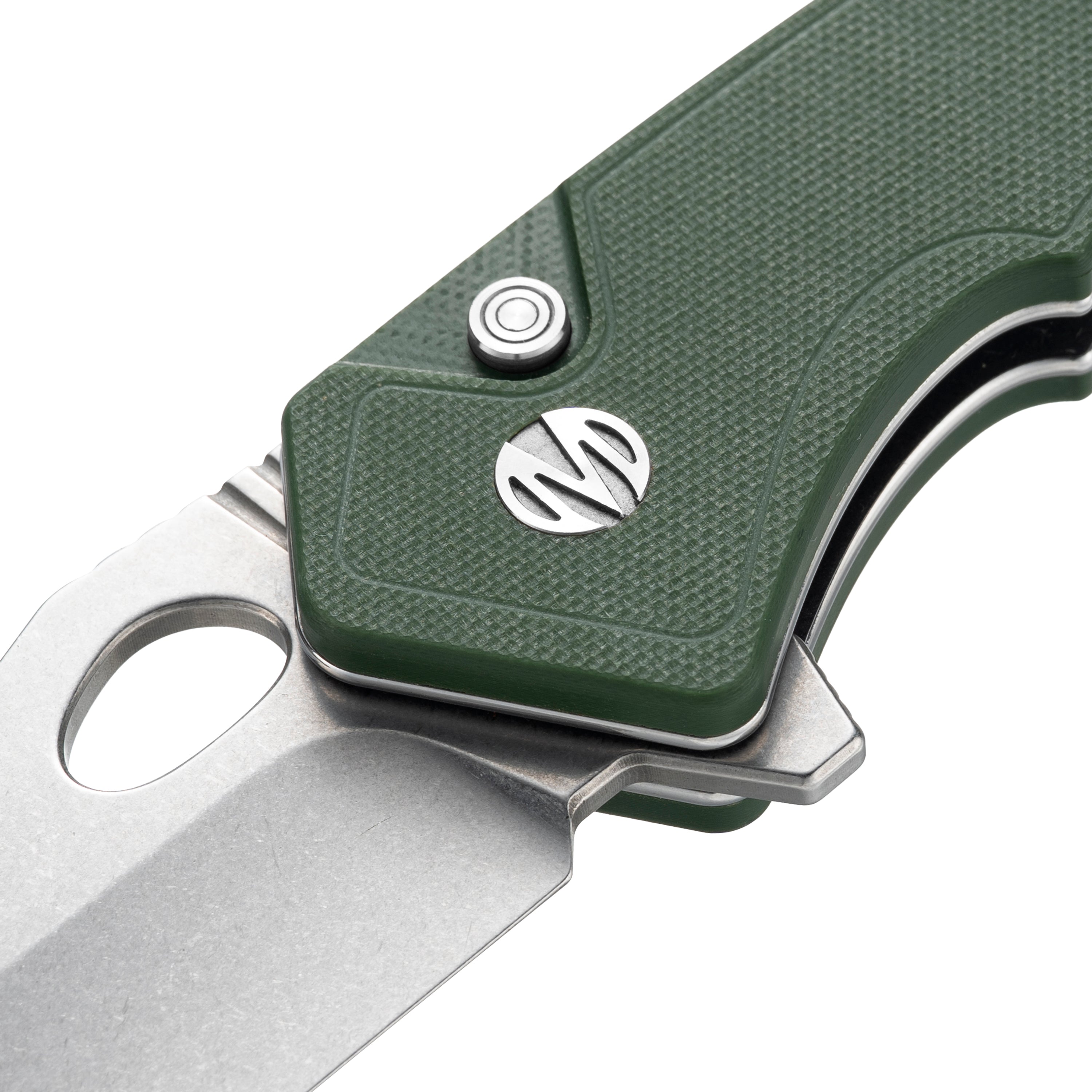 MOLSECT Croc Button Lock Pocket Knife G10 Handle Satin Sandvik