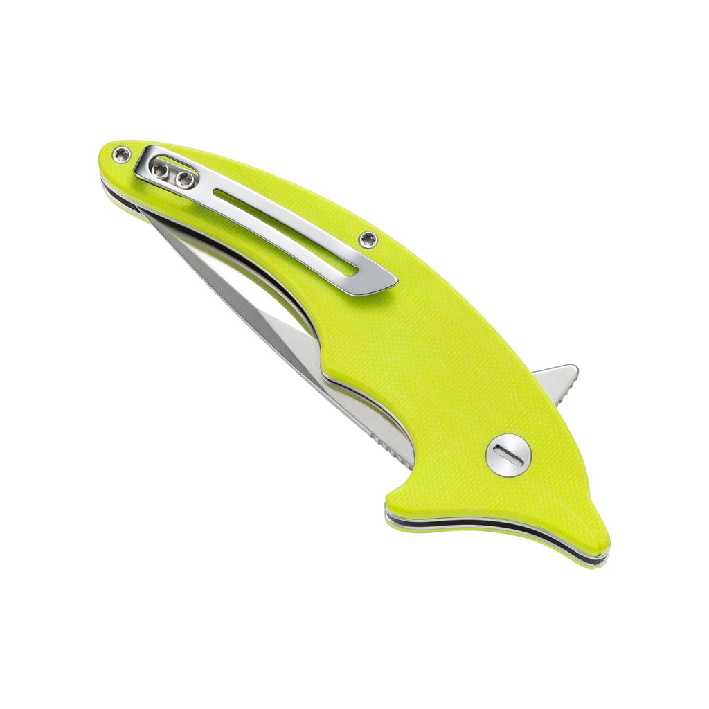 Cove -14C28N Button Lock Pocket Knife M996GY - Green Yellow G10