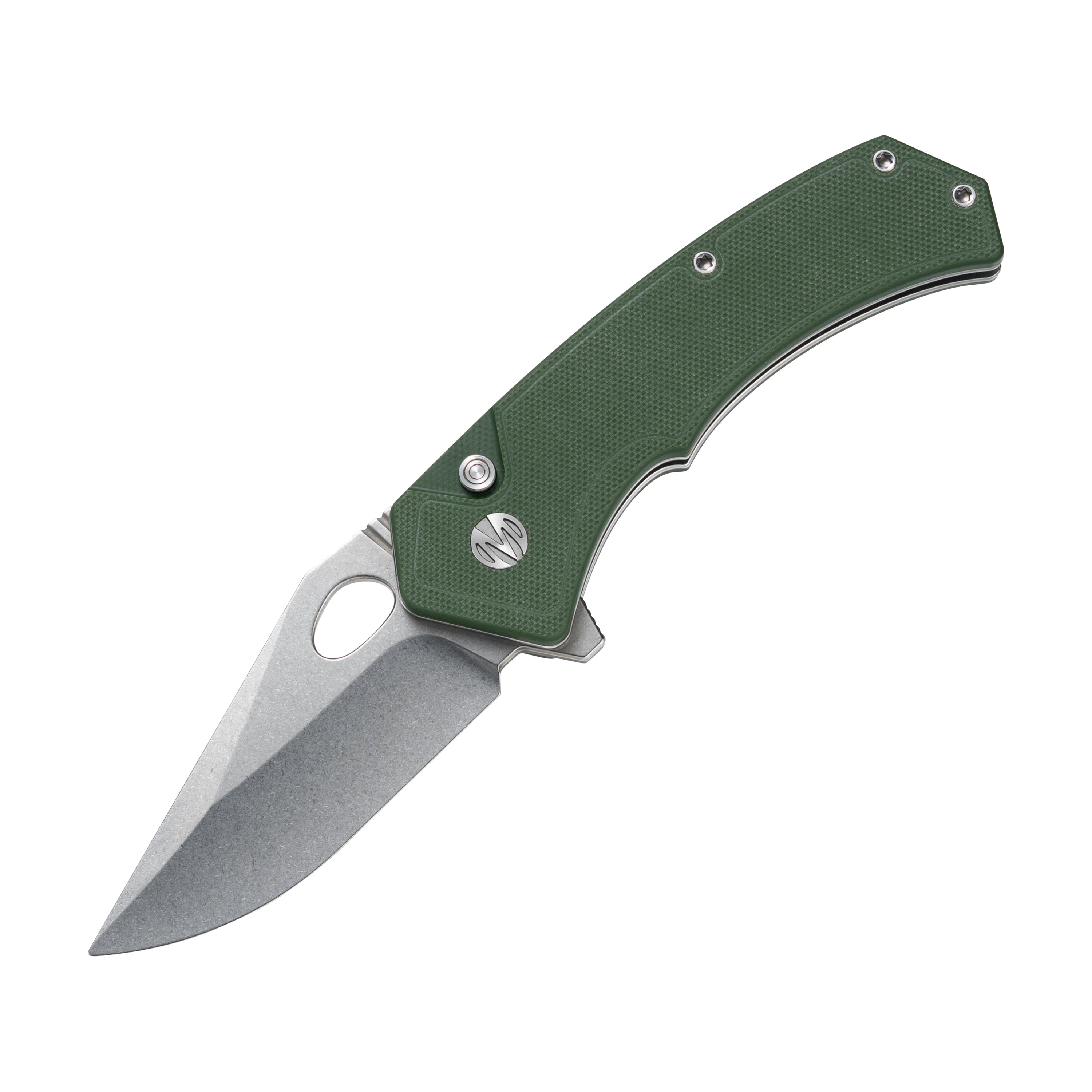 MOLSECT Croc Button Lock Pocket Knife G10 Handle Satin Sandvik