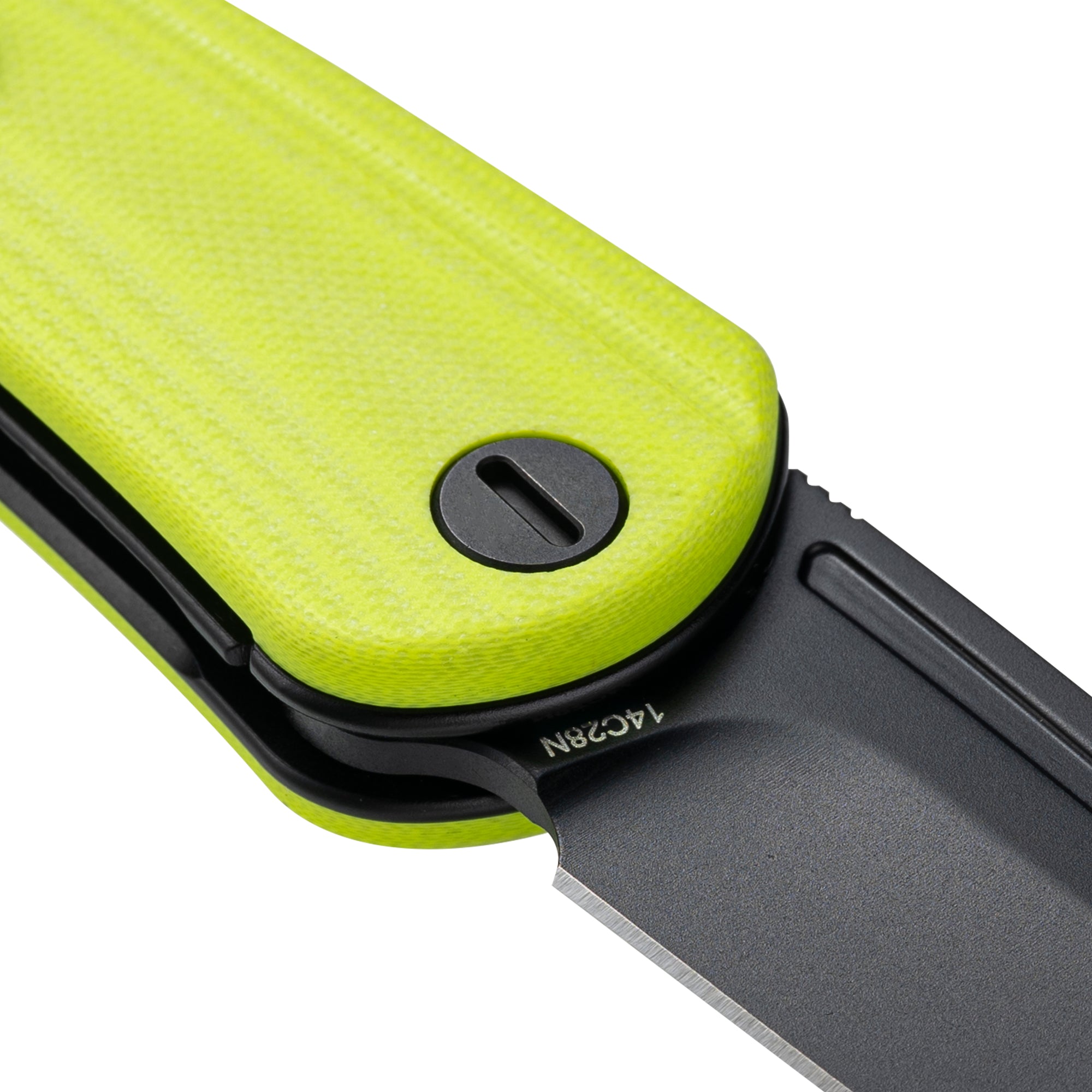 Orbit-14C28N Front Flipper pocket Knife M1066GY-Green Yellow G10