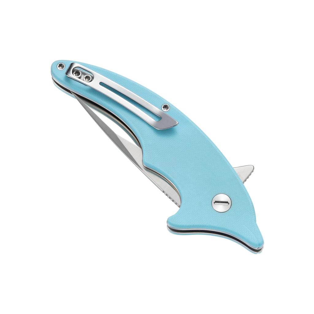 Cove -14C28N Button Lock Pocket Knife M996SB - Sky Blue G10