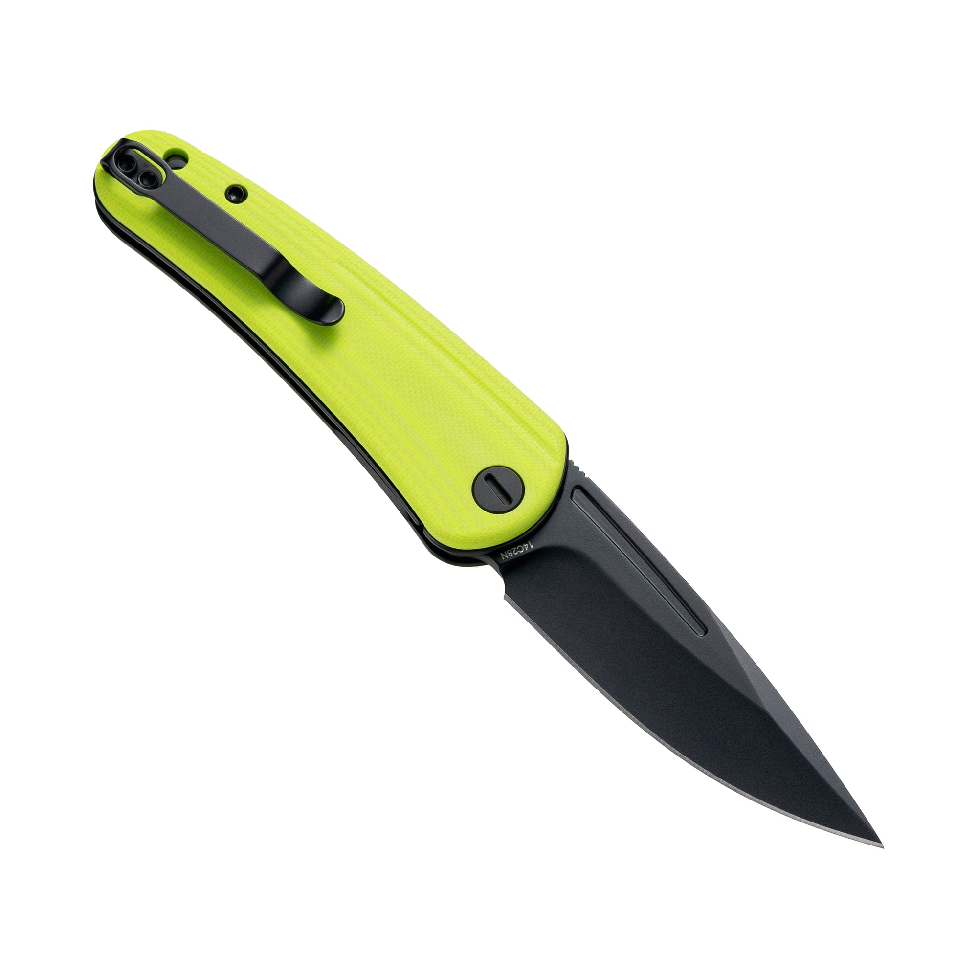 Orbit-14C28N Front Flipper pocket Knife M1066GY-Green Yellow G10