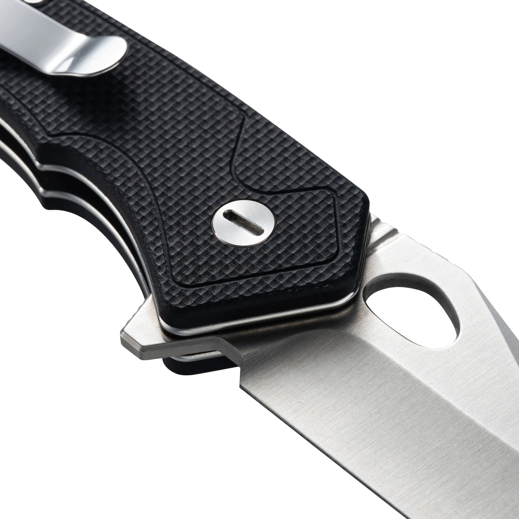 Croc -14C28N Button Lock Pocket Knife M1216B - Black G10