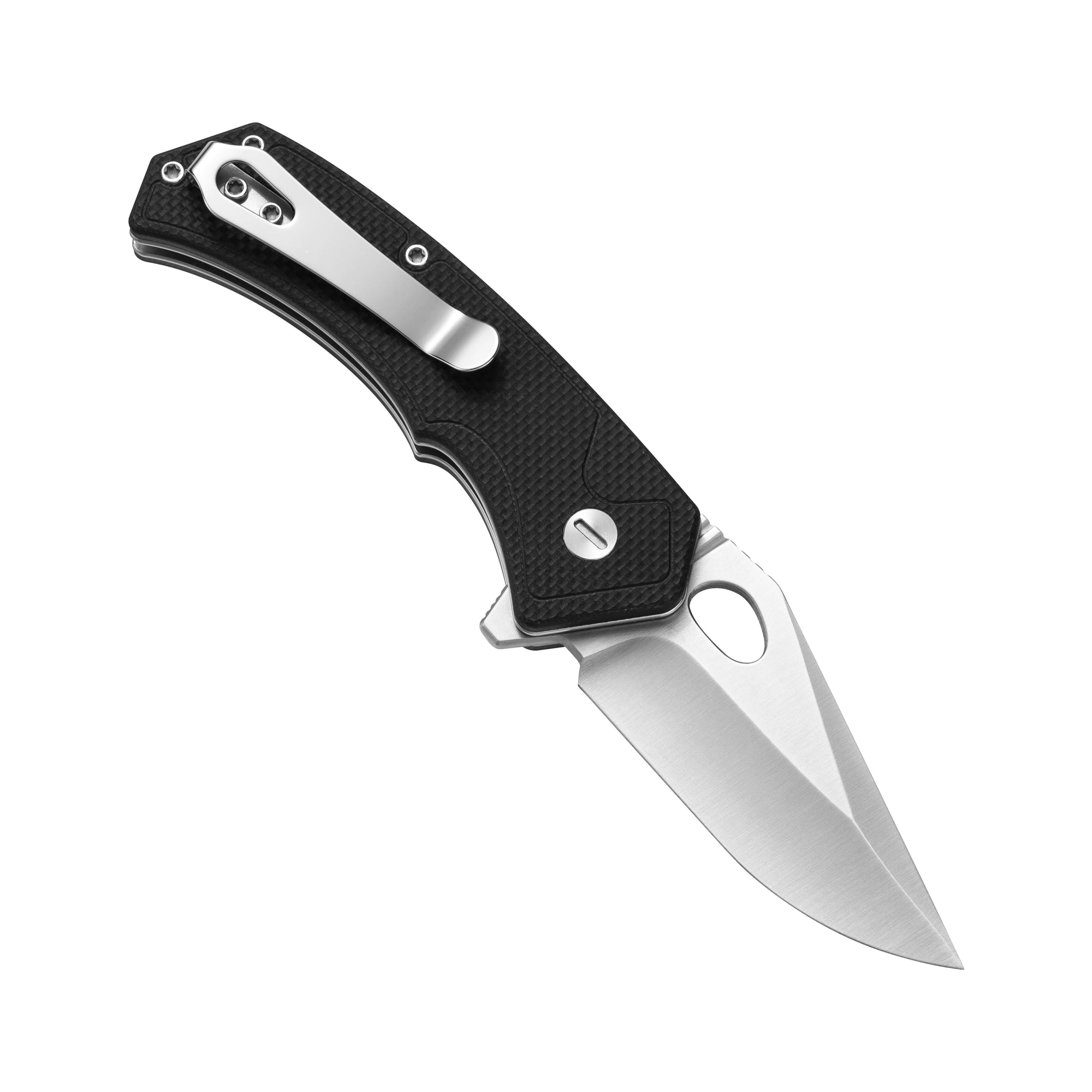 Croc -14C28N Button Lock Pocket Knife M1216B - Black G10