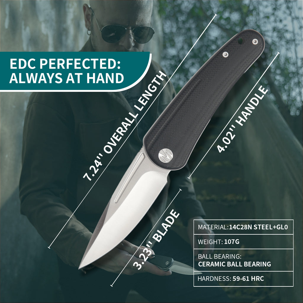 Orbit-14C28N Front Flipper pocket Knife M1066NN-Black G10