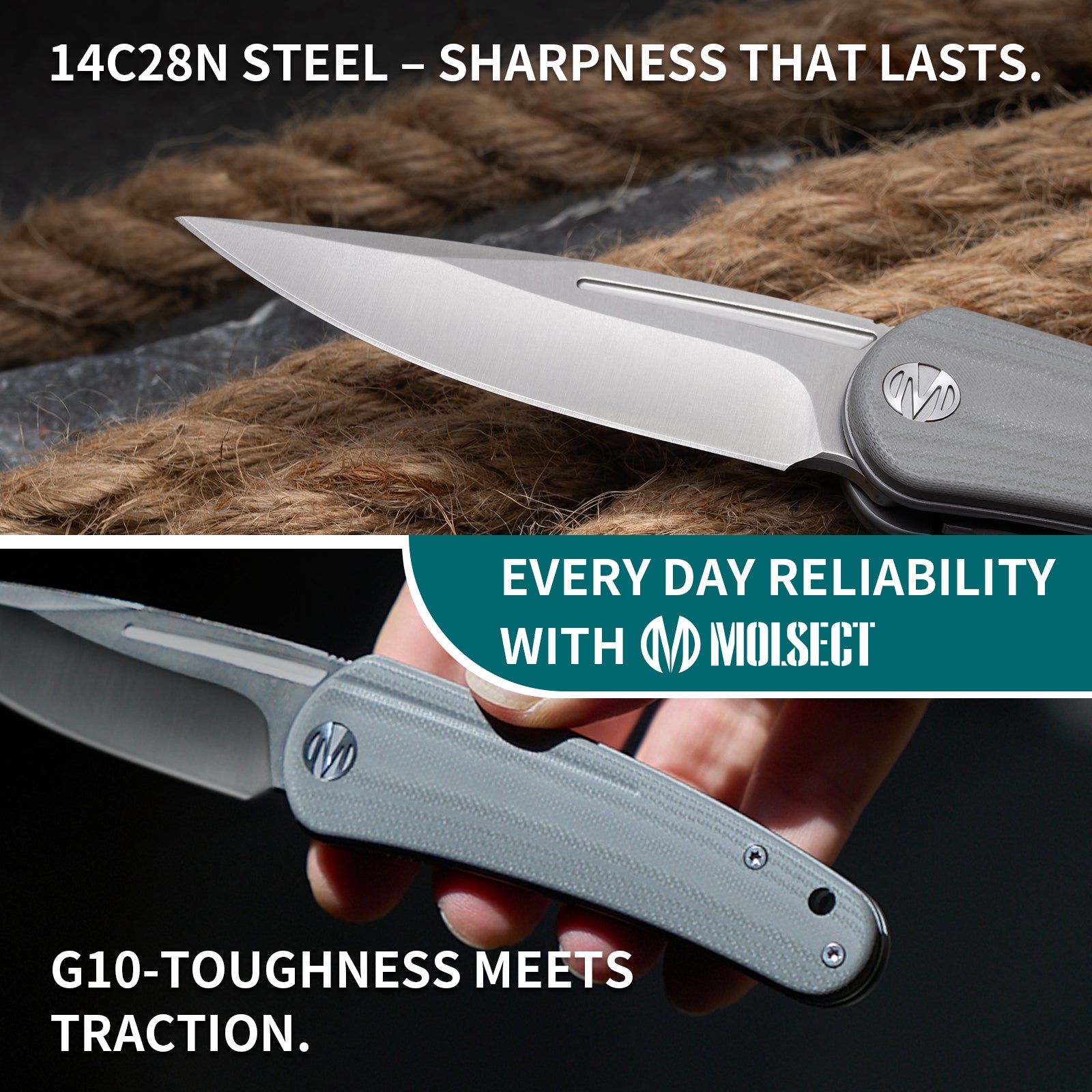 Orbit-14C28N Front Flipper pocket Knife M1066G-Grey G10 – Molsect