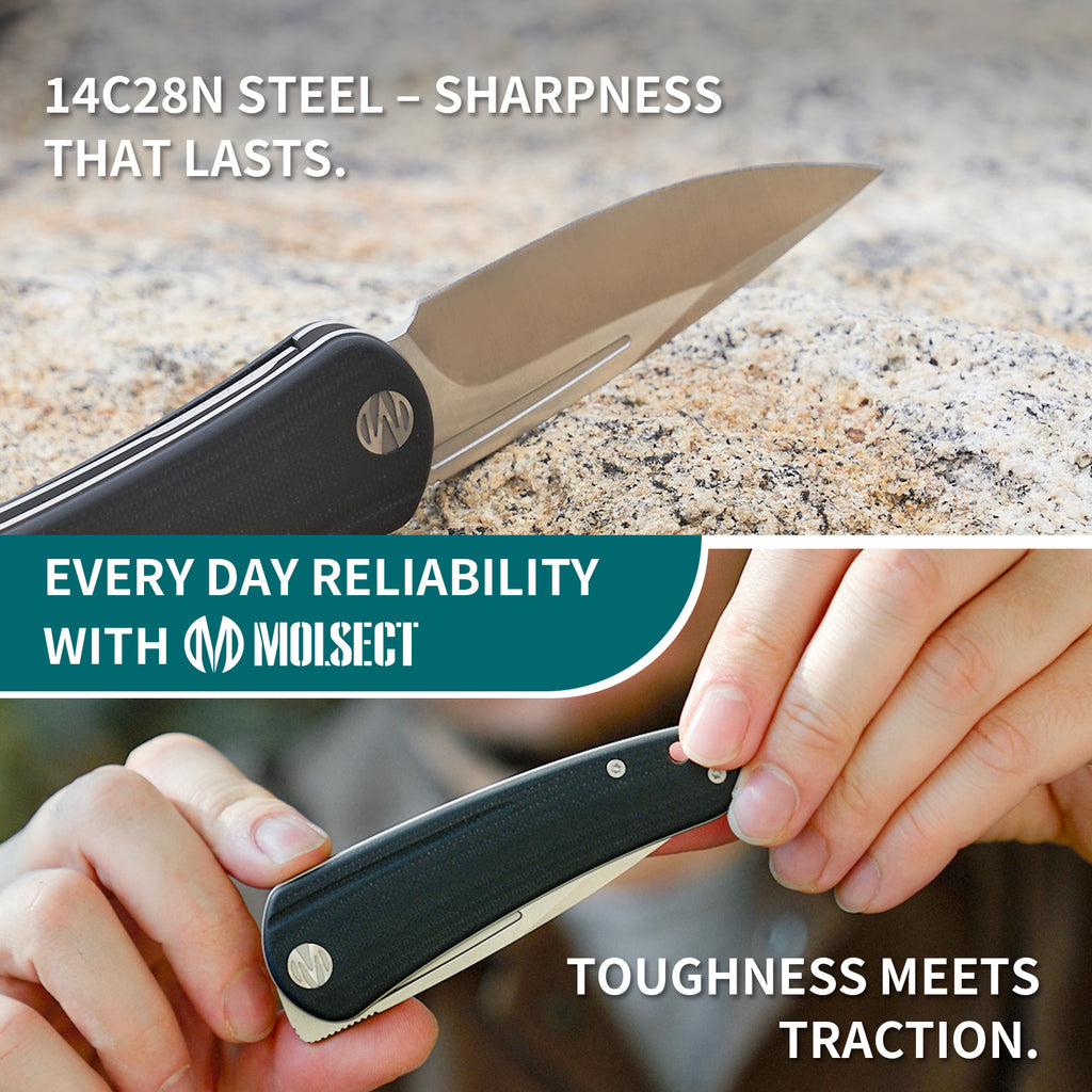 Orbit-14C28N Front Flipper pocket Knife M1066NN-Black G10