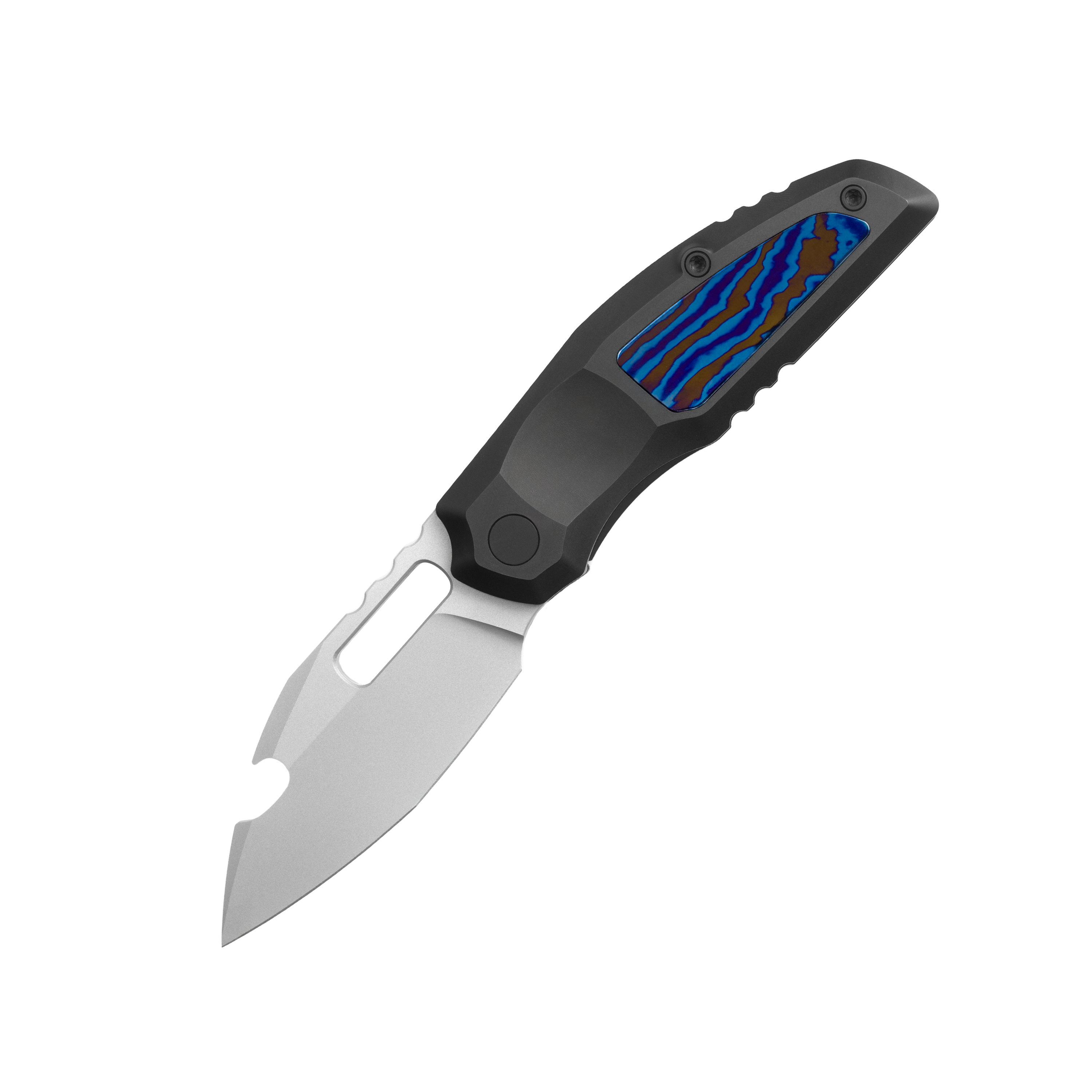 808Attack -DLC CPM-S90V Steel Frame Lock Pocket Knife MUC808AK -DLC Titanium+Timascus