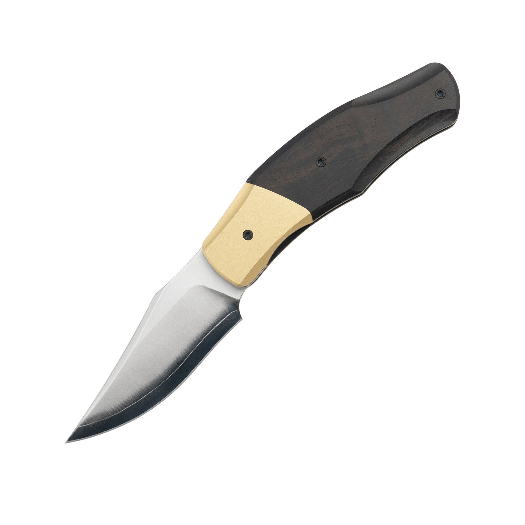 OldFashioned -SLD Steel Liner Lock Pocket Knife MUC777S -Brass Finish Aluminum + Ebony Wood