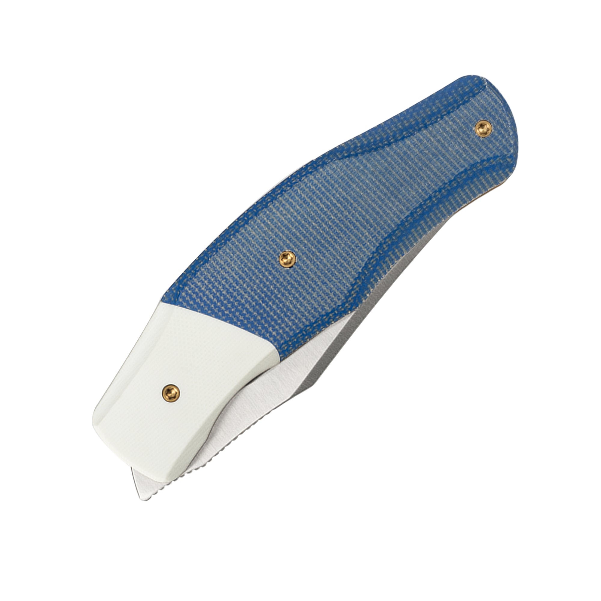 OldFashioned -14C28N Liner Lock Pocket Knife MUC777WB -Blue Micarta + White G10